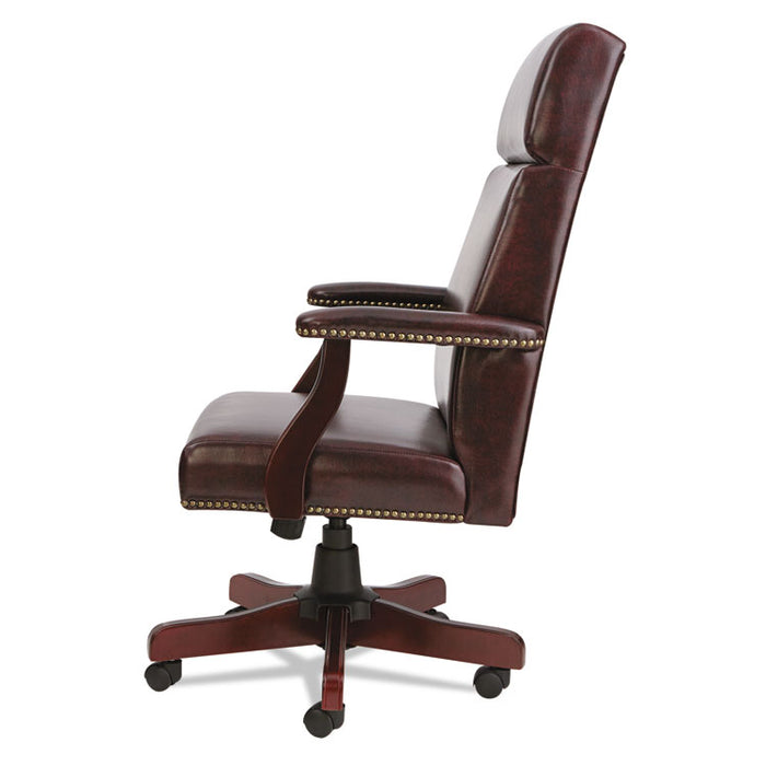 Alera Traditional Series High-Back Chair, Supports 275 lb, 18.7" to 22.63" Seat, Oxblood Burgundy Seat/Back, Mahogany Base