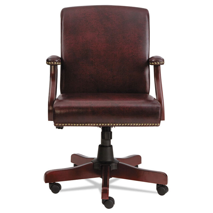Alera Traditional Series Mid-Back Chair, Supports up to 275 lbs., Oxblood Burgundy Seat/Oxblood Burgundy Back, Mahogany Base