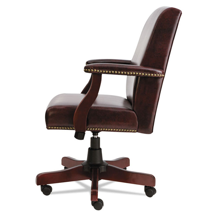 Alera Traditional Series Mid-Back Chair, Supports up to 275 lbs., Oxblood Burgundy Seat/Oxblood Burgundy Back, Mahogany Base