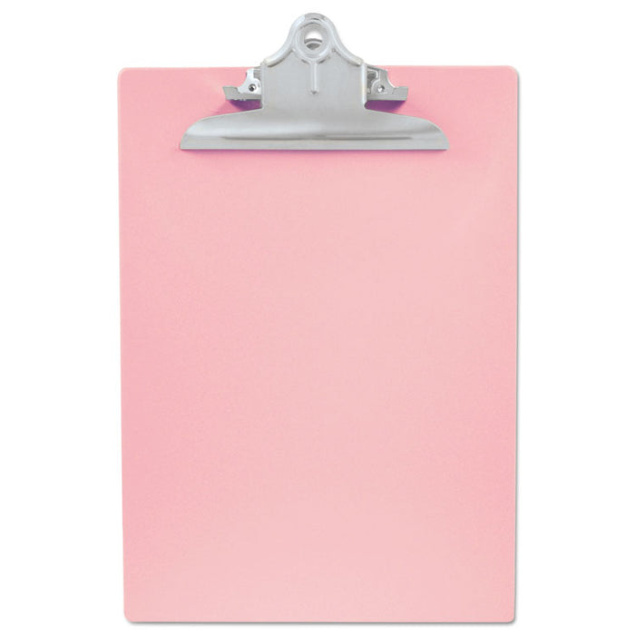 Recycled Plastic Clipboard with Ruler Edge, 1" Clip Cap, 8 1/2 x 12 Sheets, Pink