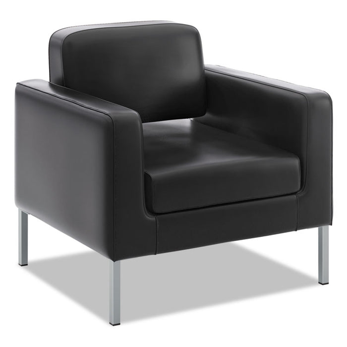 Corral Club Chair, 31.5" x 28" x 30.5", Black Seat/Back, Platinum Base