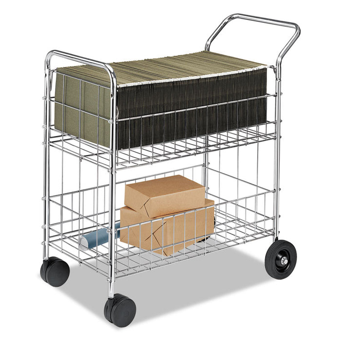 Wire Mail Cart, 21.5w x 37.5d x 39.25h, Chrome