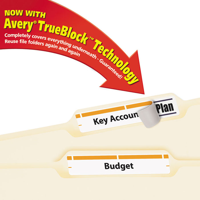 Permanent TrueBlock File Folder Labels with Sure Feed Technology, 0.66 x 3.44, White, 30/Sheet, 25 Sheets/Pack