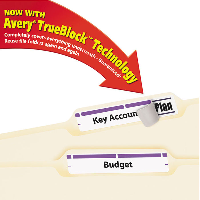 Permanent TrueBlock File Folder Labels with Sure Feed Technology, 0.66 x 3.44, White, 30/Sheet, 25 Sheets/Pack