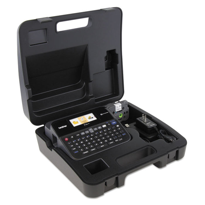 PT-D600VP PC-Connectable Label Maker with Color Display and Carry Case, 30 mm/s Print Speed, 8 x 7.63 x 3.38
