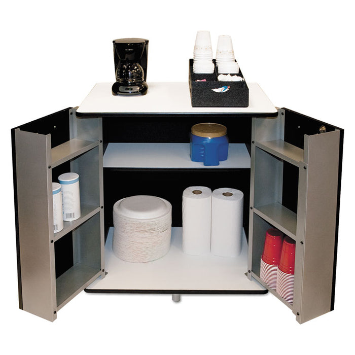 Refreshment Stand, Two-Shelf, 29.5w x 21d x 33h, Black/White