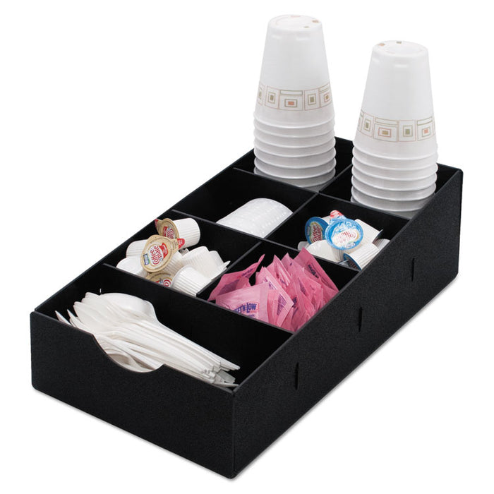 Condiment Caddy, 7 Compartments, 8.75 x 16 x 5.25, Black