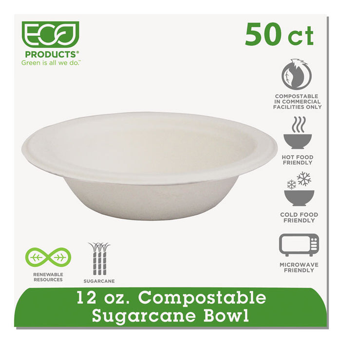 Renewable & Compostable Sugarcane Bowls - 12oz., 50/PK