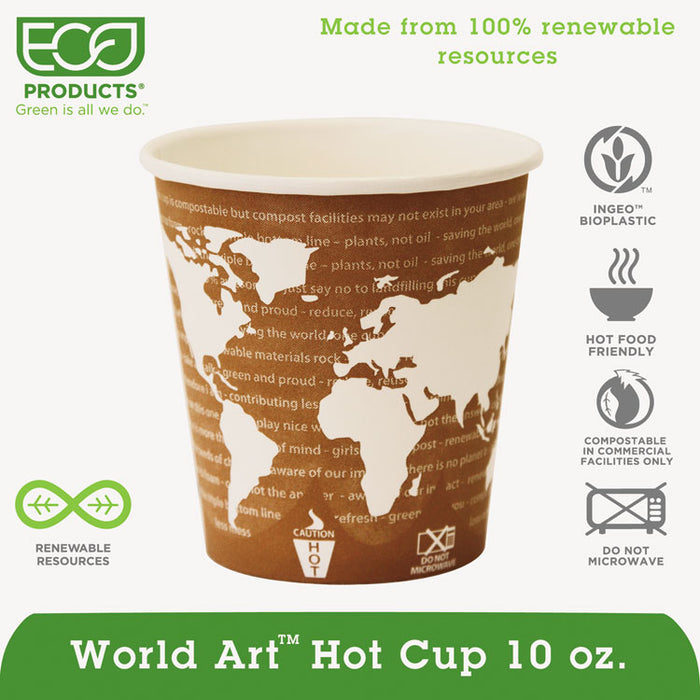 World Art Renewable & Compostable Hot Cups Convenience Pack - 10 oz., 50/PK