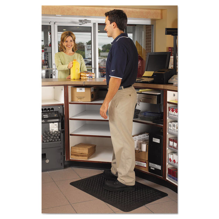 Flex Step Rubber Anti-Fatigue Mat, Polypropylene, 36 x 60, Black