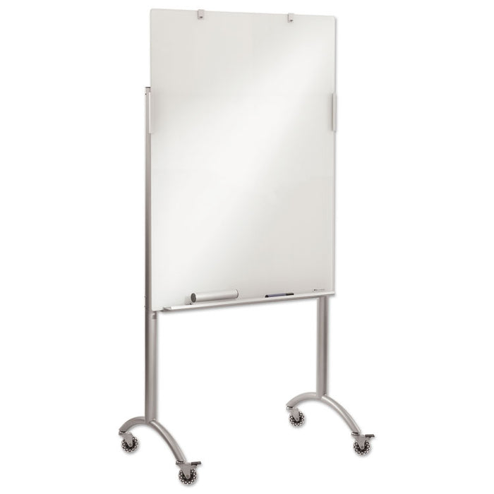 Clarity Mobile Easel with Integrated Glass Marker Board, 36 x 48 x 72, Steel