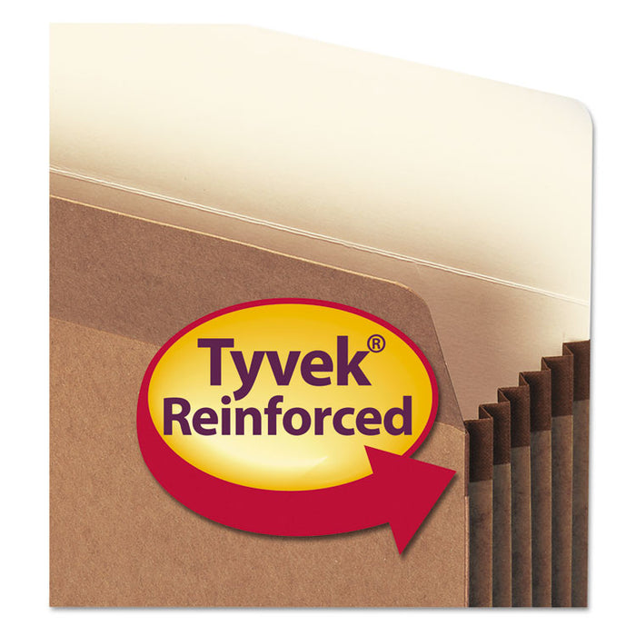 100% Recycled Top Tab File Pockets, 5.25" Expansion, Letter Size, Redrope, 10/Box