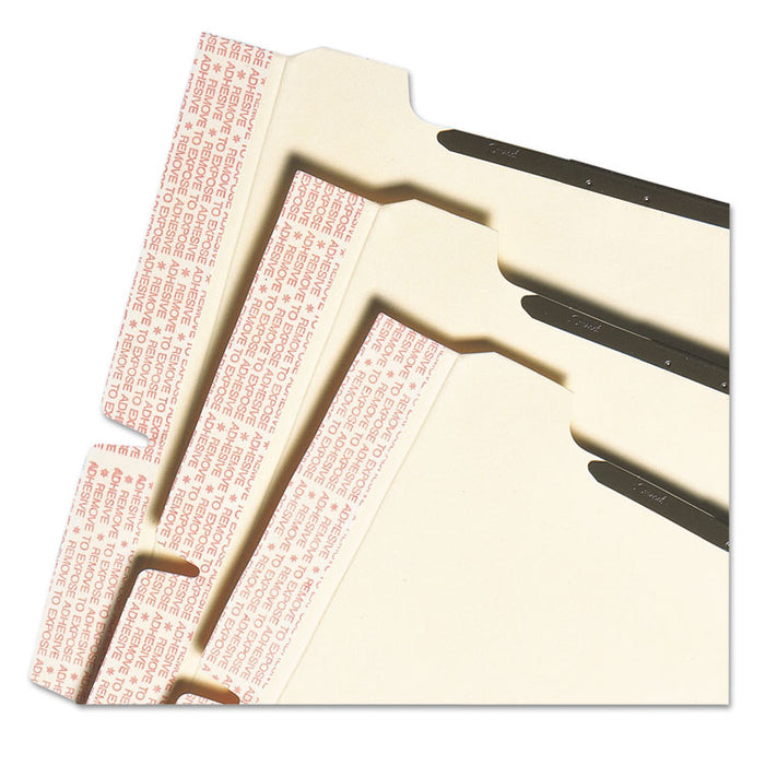 Self-Adhesive Folder Dividers for Top/End Tab Folders with 2-Prong Fasteners, Letter Size, Manila, 25/Pack