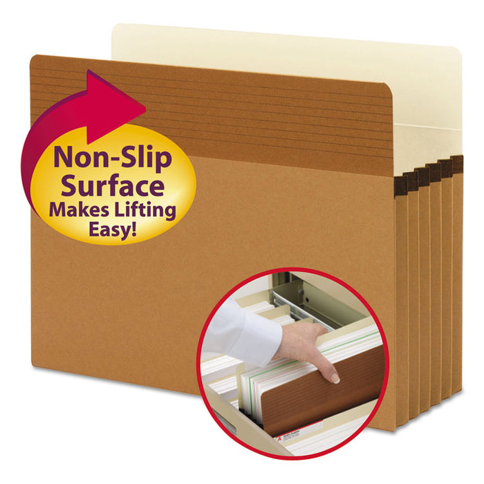 Easy Grip Pockets, 5.25" Expansion, Letter Size, Redrope, 10/Box