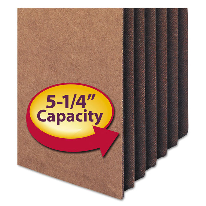 Redrope Drop-Front File Pockets w/ Fully Lined Gussets, 5.25" Expansion, Legal Size, Redrope, 10/Box