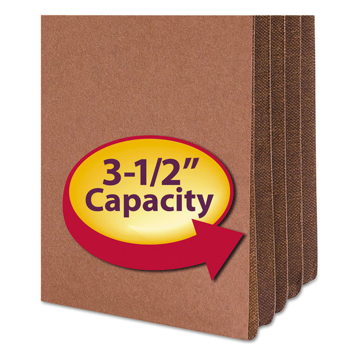 Redrope Drop-Front File Pockets w/ Fully Lined Gussets, 3.5" Expansion, Letter Size, Redrope, 10/Box