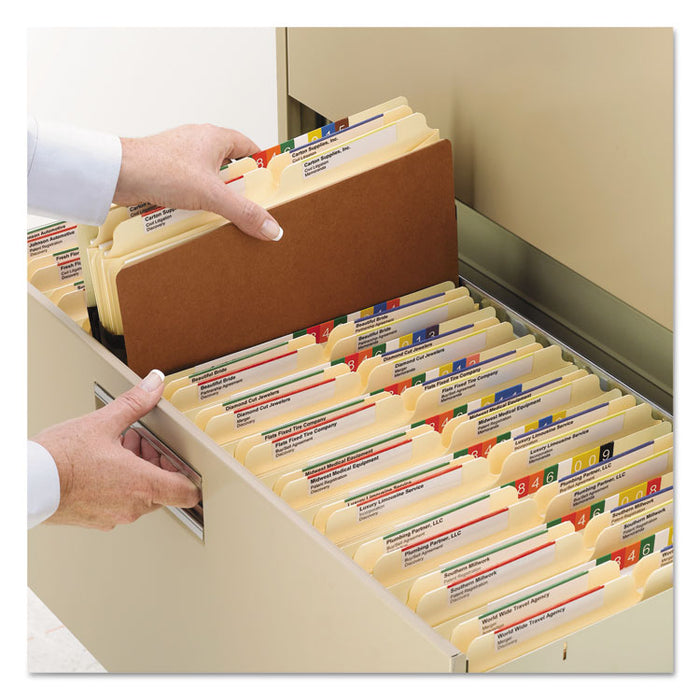 Redrope Drop-Front File Pockets w/ Fully Lined Gussets, 3.5" Expansion, Legal Size, Redrope, 10/Box