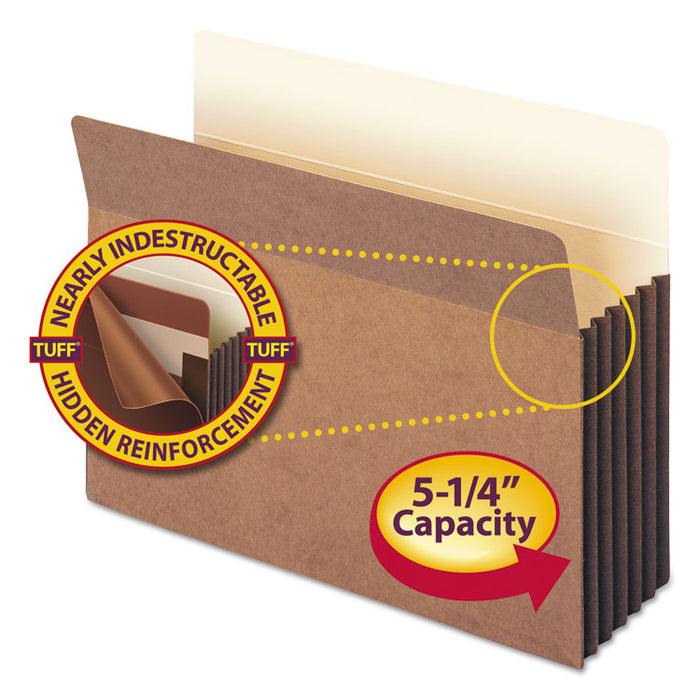 Redrope TUFF Pocket Drop-Front File Pockets w/ Fully Lined Gussets, 5.25" Expansion, Letter Size, Redrope, 10/Box