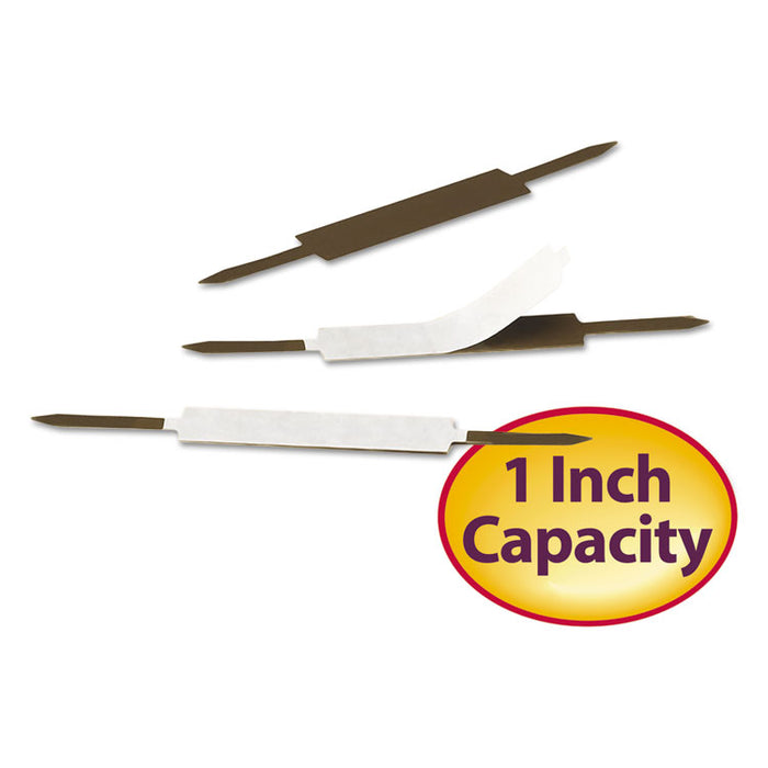 Standard Self-Adhesive Fasteners, 1" Capacity, 2.75" Center to Center, Brown, 100/Box