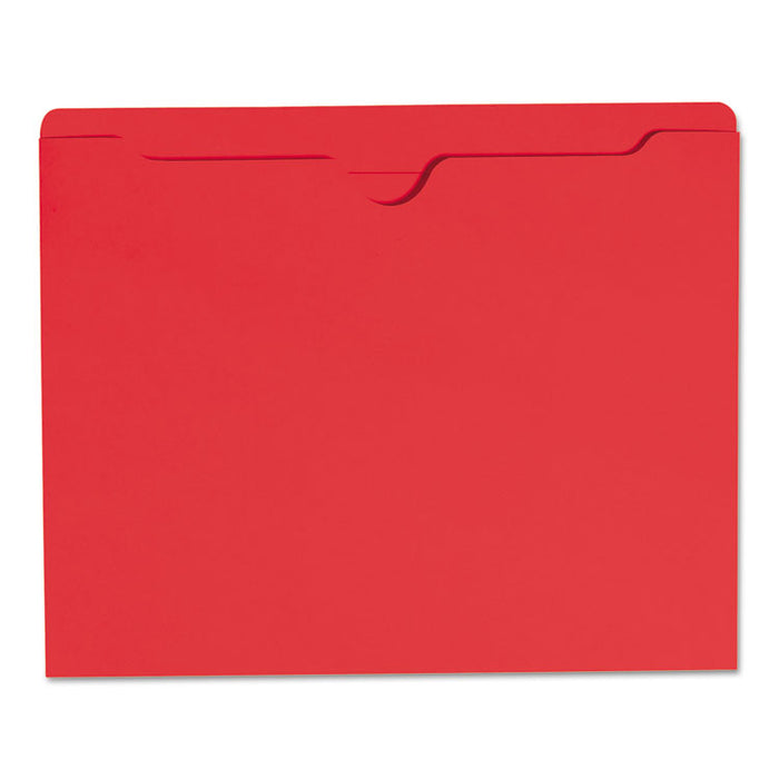 Colored File Jackets with Reinforced Double-Ply Tab, Straight Tab, Letter Size, Red, 100/Box