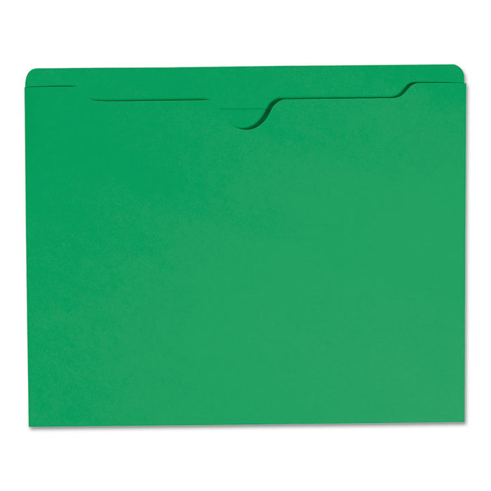 Colored File Jackets with Reinforced Double-Ply Tab, Straight Tab, Letter Size, Green, 100/Box