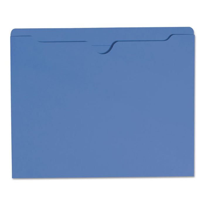 Colored File Jackets with Reinforced Double-Ply Tab, Straight Tab, Letter Size, Blue, 100/Box