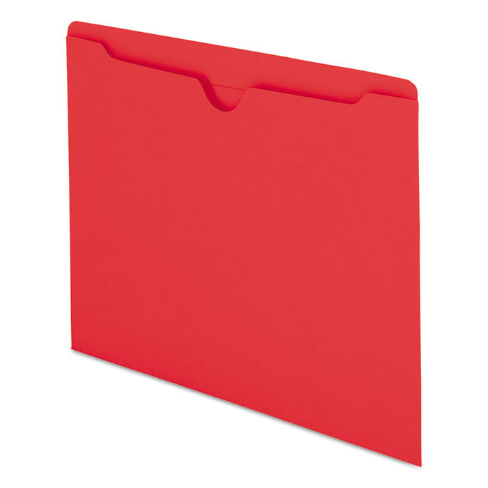 Colored File Jackets with Reinforced Double-Ply Tab, Straight Tab, Letter Size, Red, 100/Box