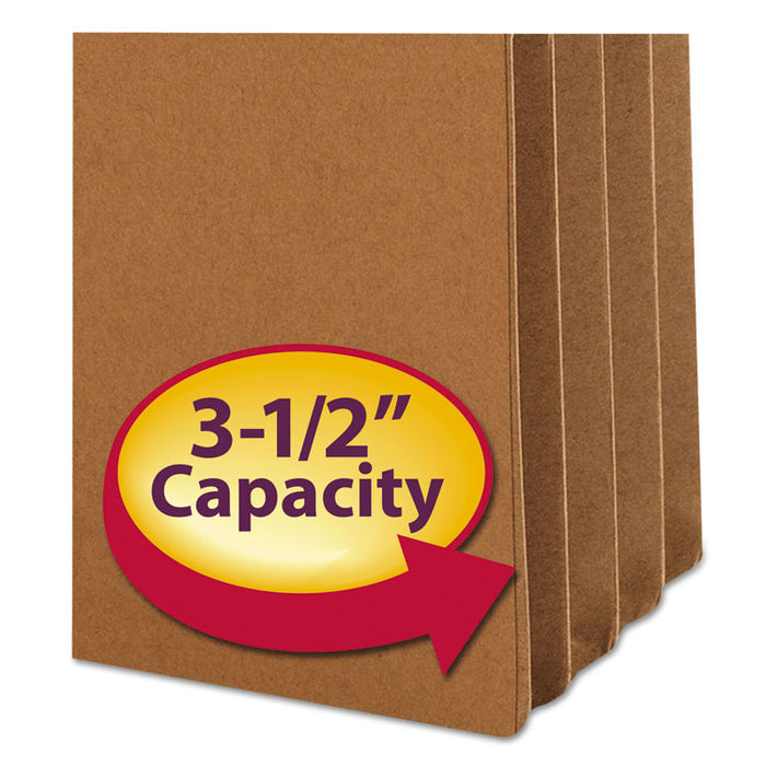 Redrope Drop Front File Pockets with 2/5-Cut Guide Height Tabs, 3.5" Expansion, Legal Size, Redrope, 25/Box