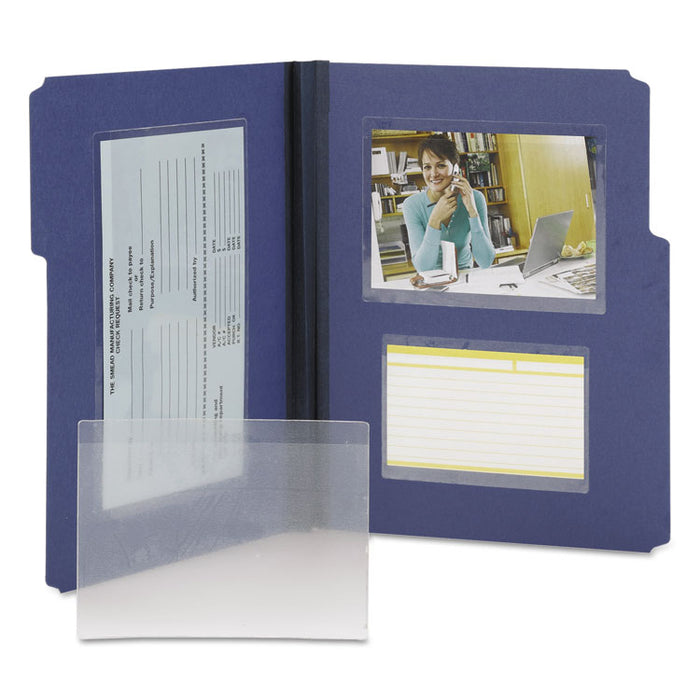 Self-Adhesive Poly Pockets, Top Load, 6-1/4 x 4-9/16, Clear, 100/Box