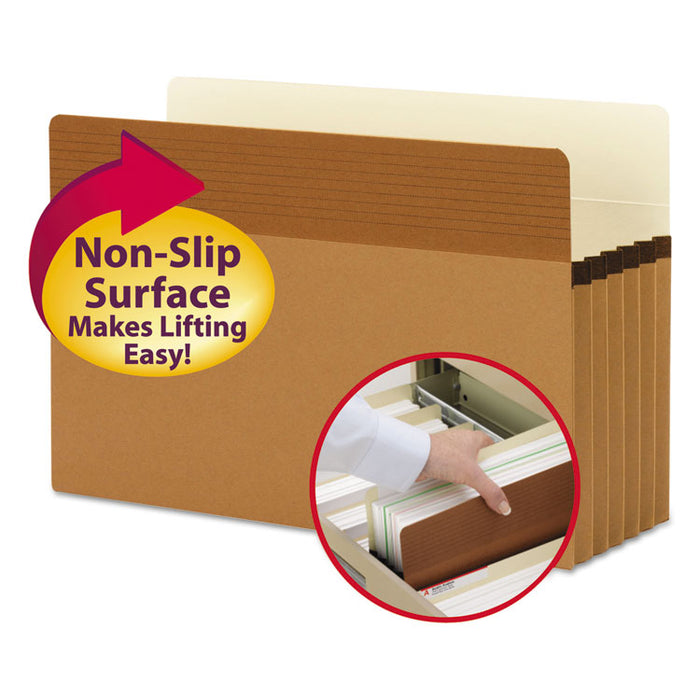 Easy Grip Pockets, 5.25" Expansion, Legal Size, Redrope, 10/Box