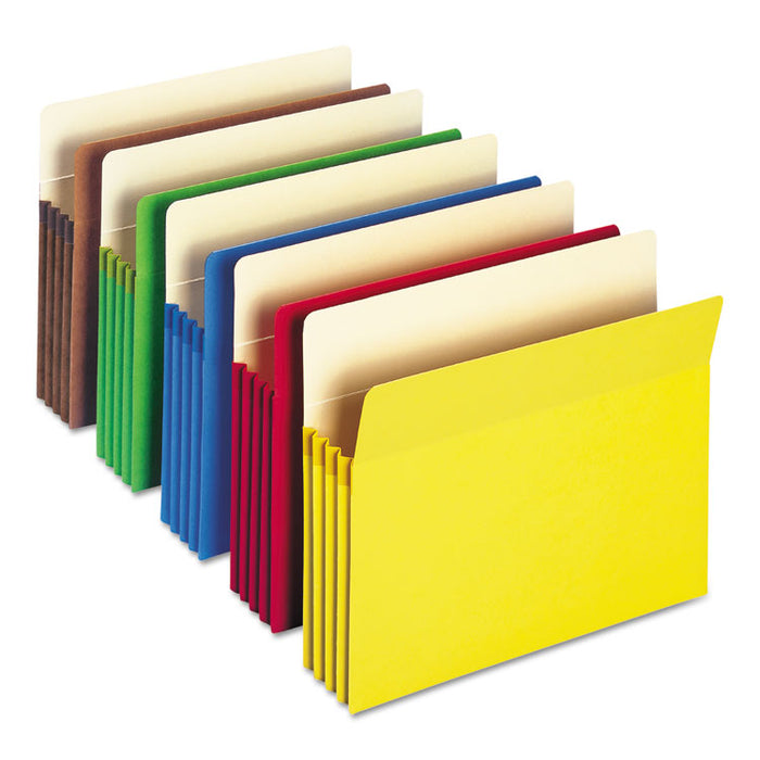Colored File Pockets, 3.5" Expansion, Letter Size, Assorted, 25/Box