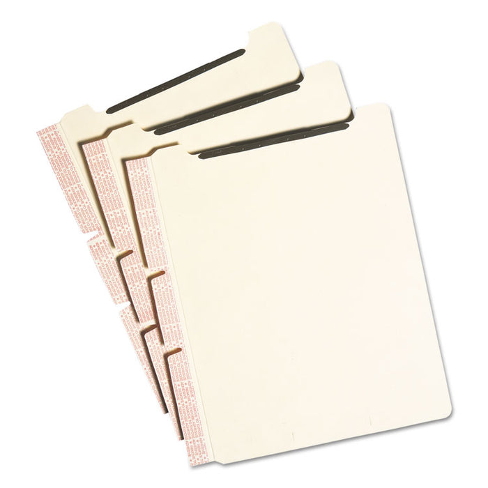 Self-Adhesive Folder Dividers for Top/End Tab Folders with 2-Prong Fasteners, Letter Size, Manila, 25/Pack