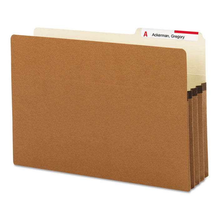 Redrope Drop Front File Pockets with 2/5-Cut Guide Height Tabs, 3.5" Expansion, Legal Size, Redrope, 25/Box