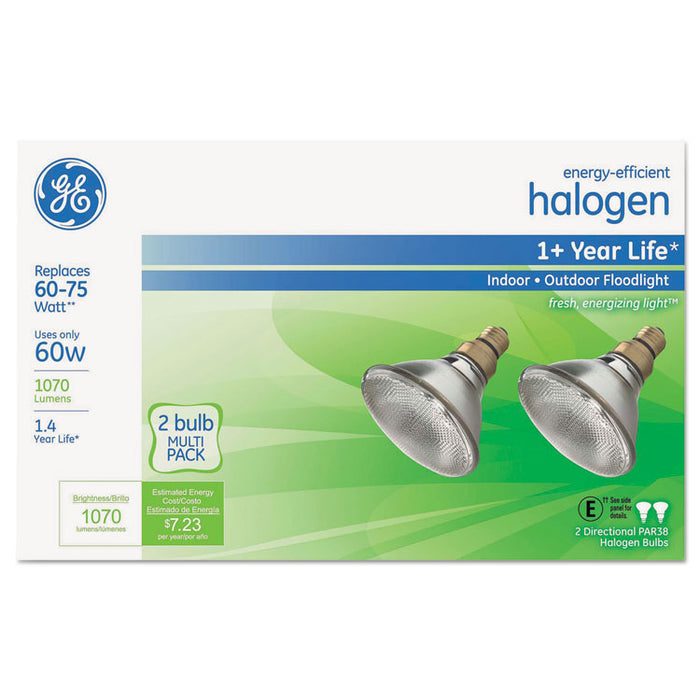 Energy-Efficient PAR38 Halogen Bulb, 60 W, 2/Pack