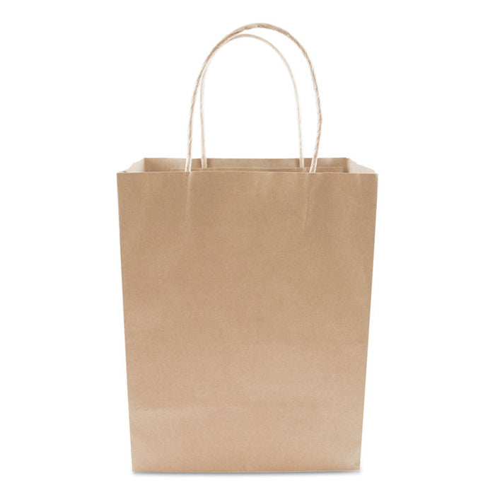 Premium Shopping Bag, 8" x 10.25", Brown Kraft, 50/Box