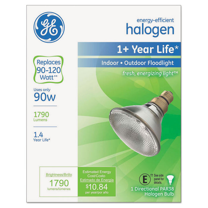 Energy-Efficient PAR38 Halogen Bulb, 90 W, Crisp White