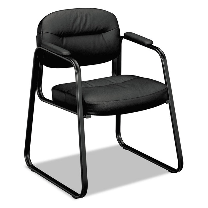 HVL653 Leather Guest Chair, 22.25" x 23" x 32", Black