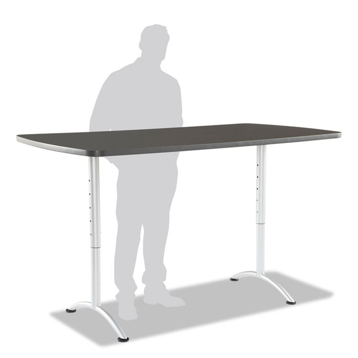 ARC Sit-to-Stand Tables, Rectangular Top, 36w x 72d x 30-42h, Graphite/Silver