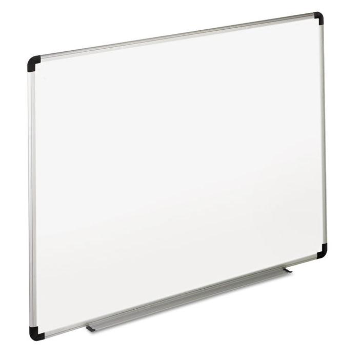Dry Erase Board, Melamine, 72 x 48, White, Black/Gray Aluminum/Plastic Frame