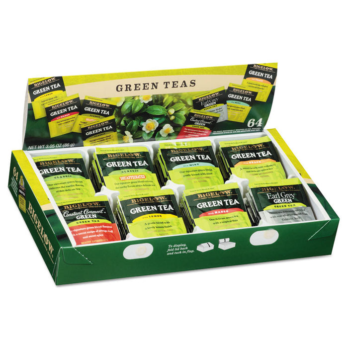 Green Tea Assortment, Tea Bags, 64/Box, 6 Boxes/Carton