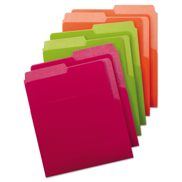 Organized Up Heavyweight Vertical File Folders, 1/2-Cut Tabs, Letter Size, Assorted, 6/Pack