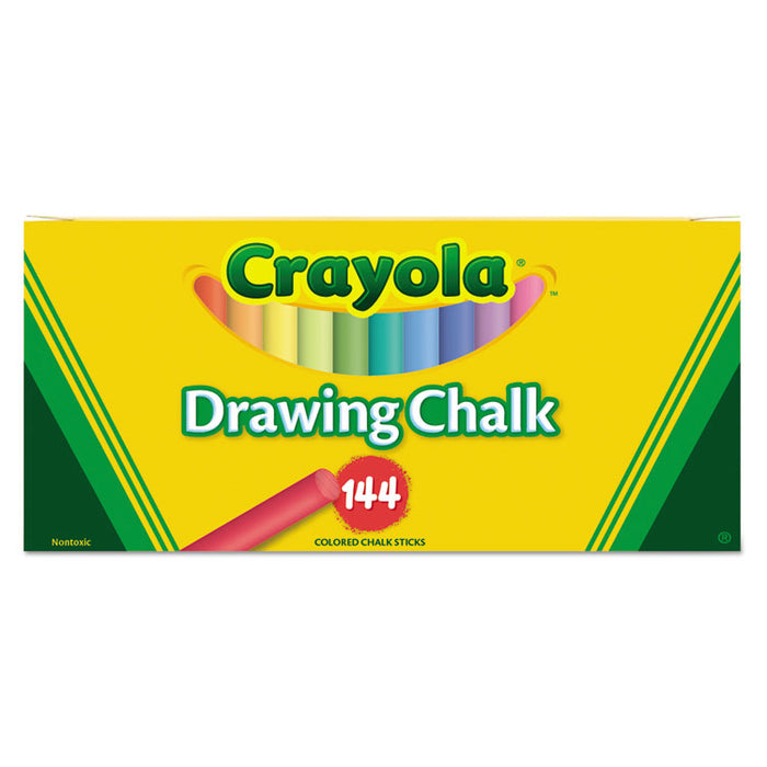 Colored Drawing Chalk, 3.19" x 0.38" Diameter, Six Each of 24 Assorted Colors, 144 Sticks/Set