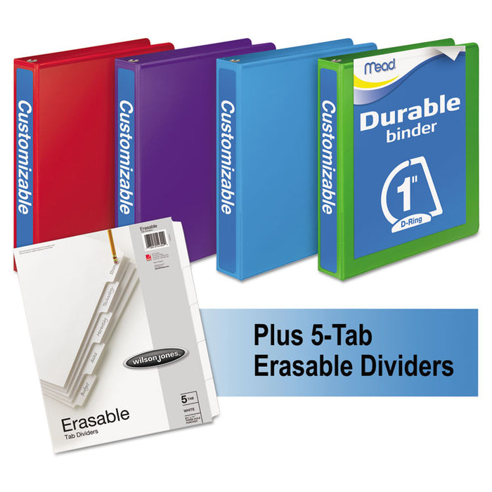 Durable D-Ring View Binder Plus Pack, 3 Rings, 1" Capacity, 11 x 8.5, Assorted, 4/Carton