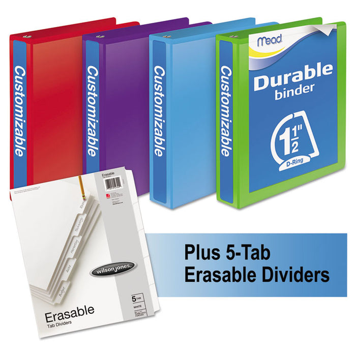 Durable D-Ring View Binder Plus Pack, 3 Rings, 1.5" Capacity, 11 x 8.5, Assorted, 4/Carton