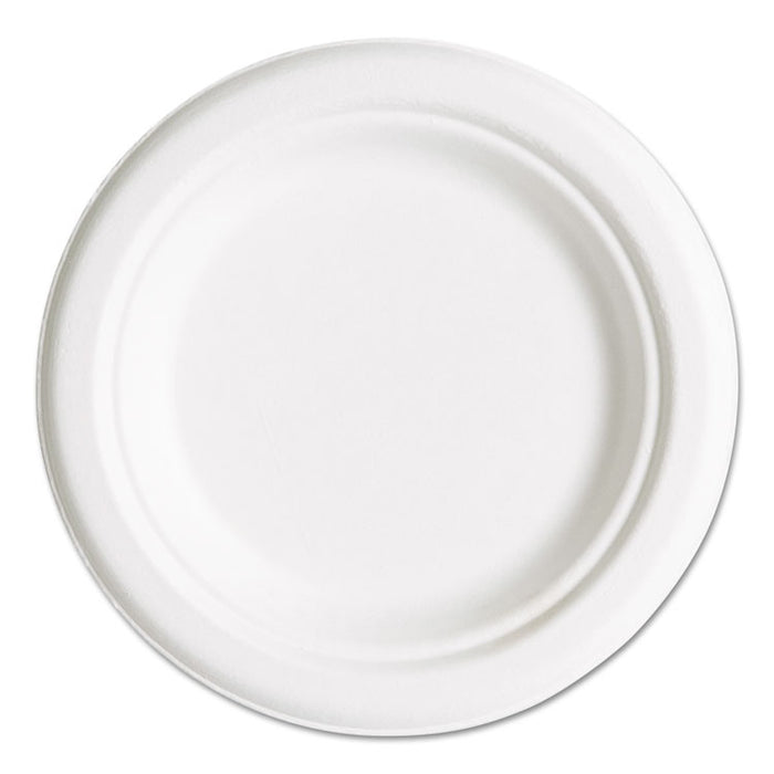 Renewable and Compostable Sugarcane Plates Convenience Pack, 6" dia, Natural White, 50/Pack