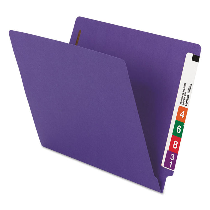 WaterShed CutLess End Tab Fastener Folders, 2 Fasteners, Letter Size, Purple Exterior, 50/Box