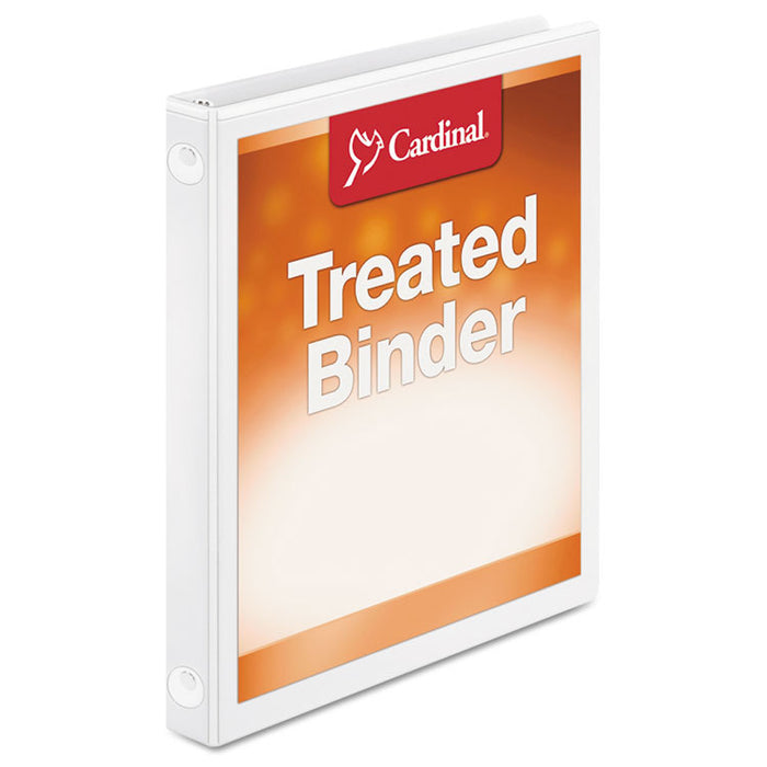 Treated Binder ClearVue Locking Round Ring Binder, 3 Rings, 0.63" Capacity, 11 x 8.5, White