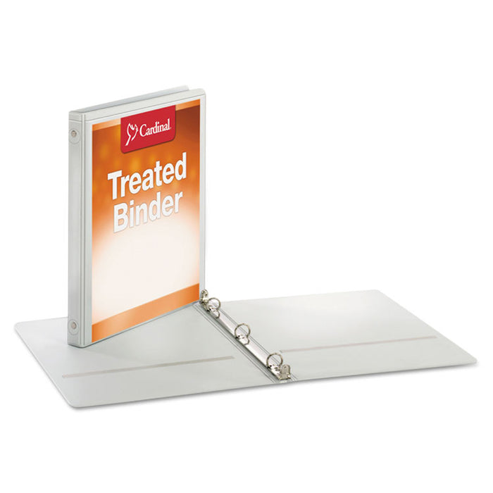 Treated Binder ClearVue Locking Round Ring Binder, 3 Rings, 0.63" Capacity, 11 x 8.5, White