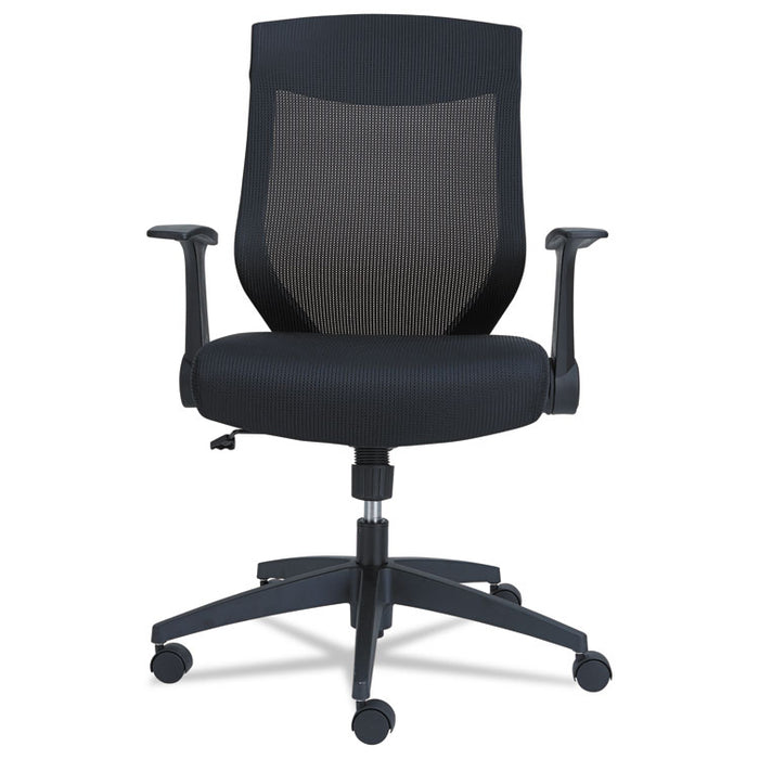 Alera EB-K Series Synchro Mid-Back Flip-Arm Mesh Chair, Supports Up to 275 lb, 18.5â to 22.04" Seat Height, Black