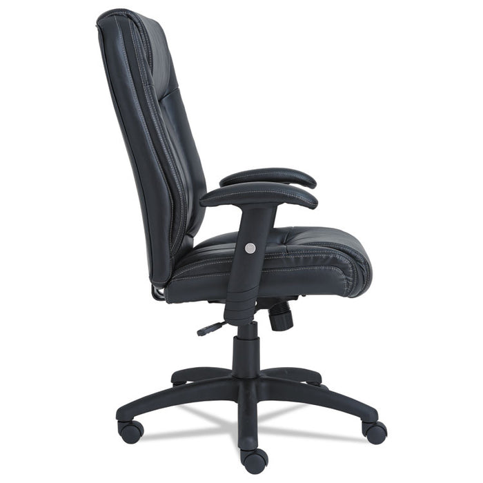 Alera CC Series Executive High-Back Swivel/Tilt Leather Chair, Supports up to 275 lbs., Black Seat/Black Back, Black Base